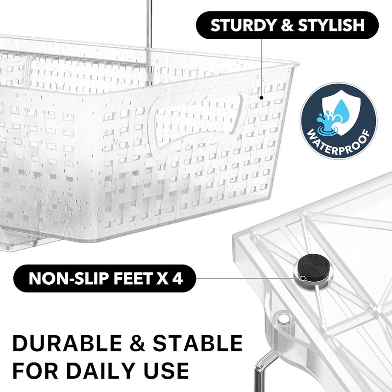 Simple Houseware 2 Tier Bathroom Organizer Tray Pull-Out Sliding Drawer/Under-Sink Storage, Clear - Image 5